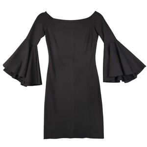 Necessary Objects Womens Y2K Bell Sleeve Off Shoulder Mini Dress Size XS‎ Black
